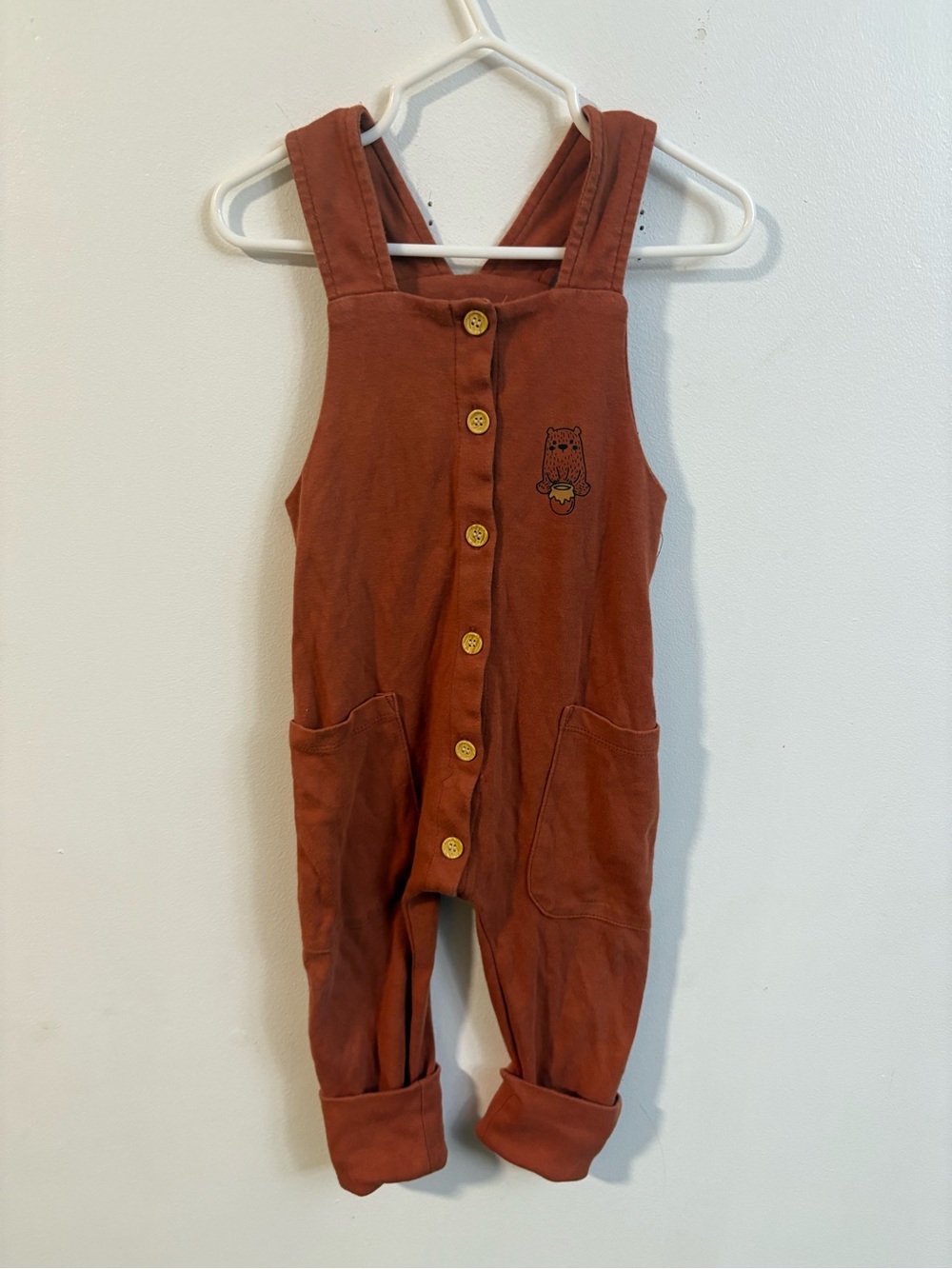 4/30$ Deux par deux Rust Brown Kids One-Piece Romper with Bear 24 months